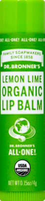 Dr. Bronner's Lemon Lime Organic Lip Balm - 0.15 Oz - Image 1