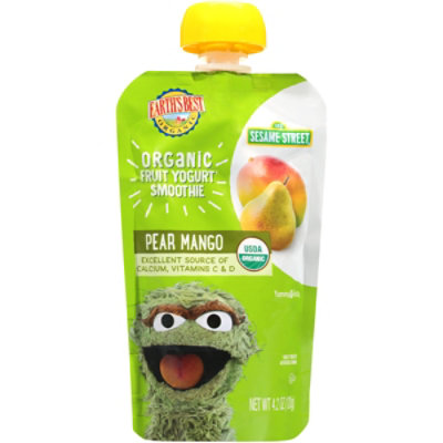 Earths Best Organic Yogurt Smoothie Fruit Pear Mango 123 Sesame Street - 4.2 Oz - Image 2