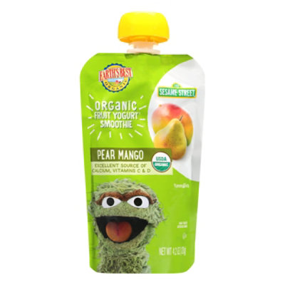 Earths Best Organic Yogurt Smoothie Fruit Pear Mango 123 Sesame Street - 4.2 Oz - Image 1