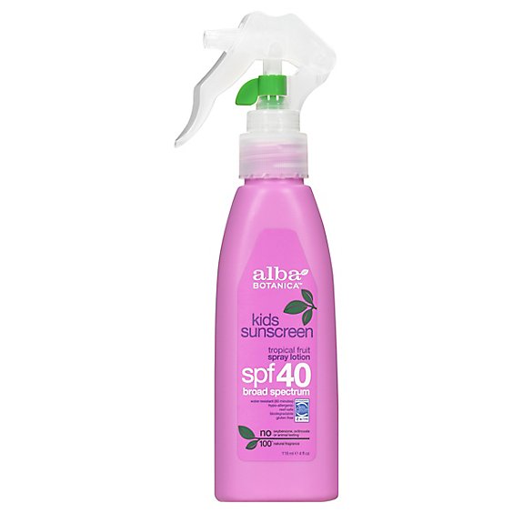 Alba Botanica Very Emollient Sunscreen Kids Spray Broad Spectrum SPF 40 - 4 Oz