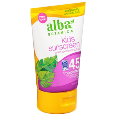 Alba Botanica Very Emollient Sunscreen Natural Kids Broad Spectrum SPF 45 - 4 Oz - Image 2