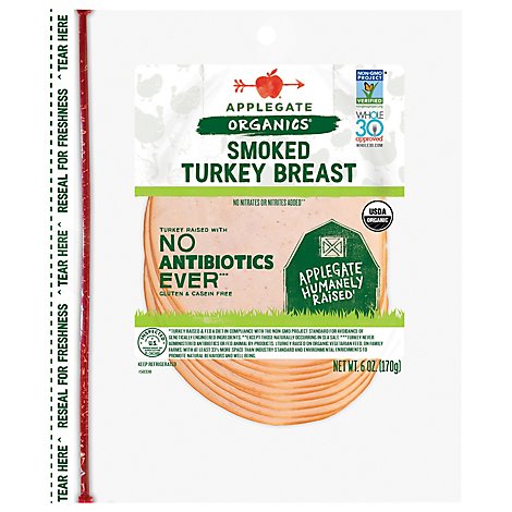 Applegate Organic Smoked Turkey Breast - 6oz