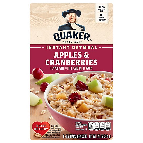 Quaker Oatmeal Instant Apples & Cranberries - 8-1.51 Oz