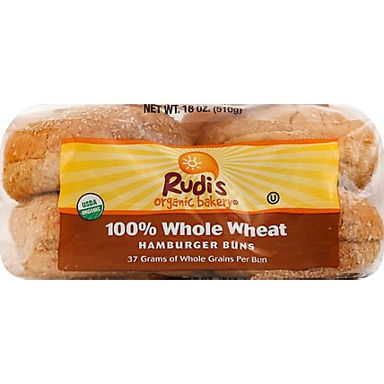 Rudis Organic 100% Whole Wheat Buns - 18 Oz - Image 2