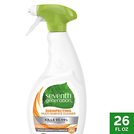 Seventh Generation Disinfecting Cleaner Multi Surface Lemongrass Citrus - 26 Fl. Oz.