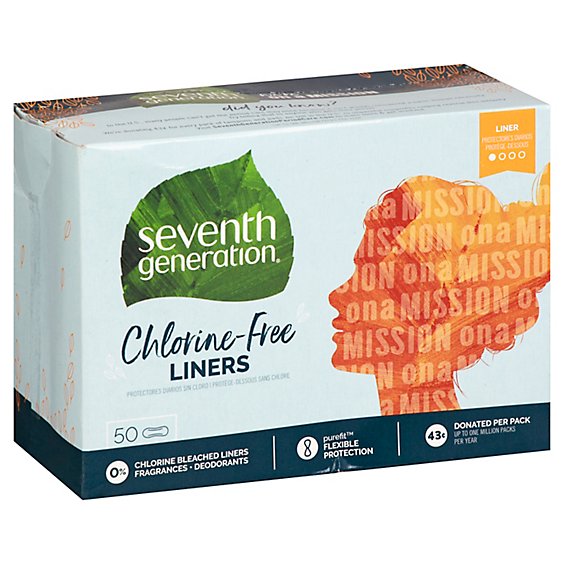 Seventh Generation Pantiliner Pads Chlorine Free Light Absorbency - 50 Count
