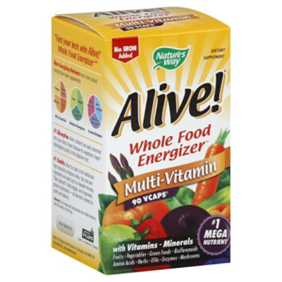 Natures Way Alive Multi Vtmn No Iron Added - 90 Count - Image 1