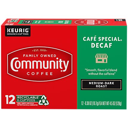 Community Coffee Coffee K-Cup Pods Medium Dark Roast Cafe Special Decaf - 12 Count - Image 2