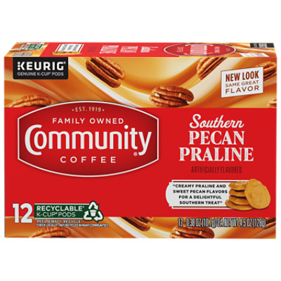 Community Coffee Coffee K-Cup Pods Medium Dark Roast Pecan Praline - 12 Count