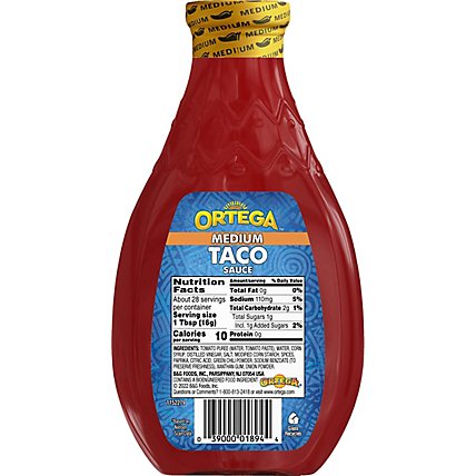 Ortega Taco Sauce Thick & Smooth Original Medium Bottle - 16 Oz - Image 6