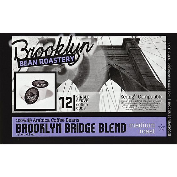 Brooklyn Bean Roastery Coffee Brooklyn Bridge Blend Single Serve Cups - 12 Count