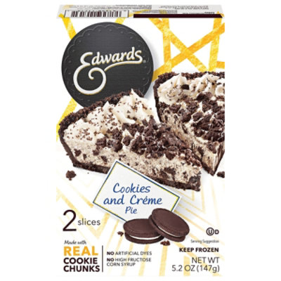 EDWARDS Pie Creme Cookies & Cream 2 Slices Frozen - 5.2 Oz 