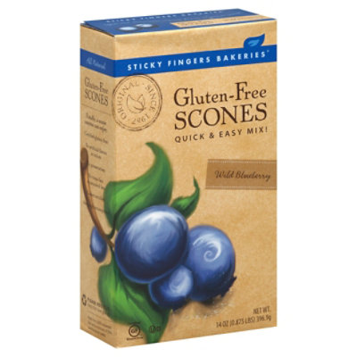 Sticky Fingers Scones Quick & Easy Mix Gluten-Free Wild Blueberry - 14 Oz