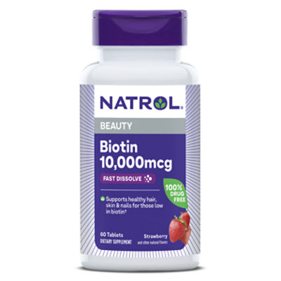 Natrol Biotin 10000mcg Fst Dslv - 60 Count - Image 1