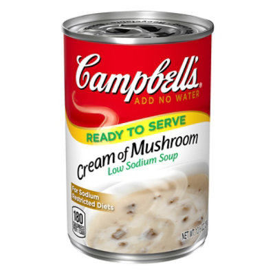 Campbells Soup Ready to Serve Low Sodium Cream of Mushroom - 10.5 Oz - Image 1