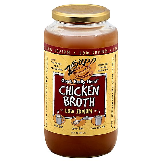 Zoup Good Really Good Bone Broth Chicken Low Sodium - 31 Oz