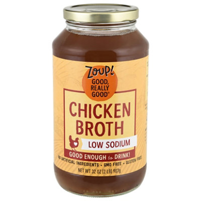 Zoup Good Really Good Bone Broth Chicken Low Sodium - 31 Oz