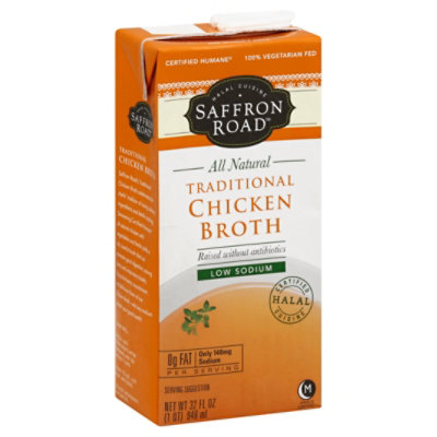 Saffron Road Broth Chicken Traditional Low Sodium - 32 Fl. Oz. - Image 1