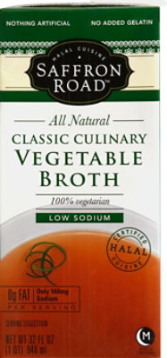 Saffron Road Broth Vegetable Classic Culinary Low Sodium - 32 Fl. Oz. - Image 2