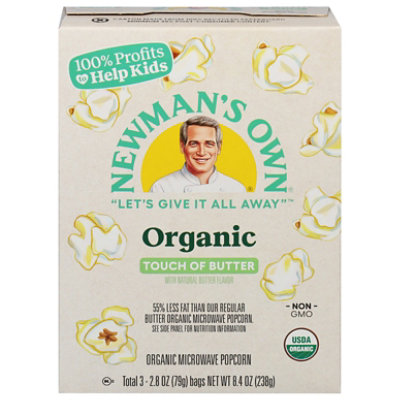 Newmans Own Organics Pops Corn Microwave Popcorn Light Butter 32.8