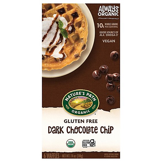 Nature's Path Organic Gluten Free Dark Chocolate Chip Waffles 6 Count - 7.4 Oz