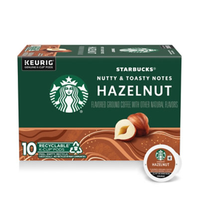 Starbucks 100% Arabica Naturally Flavored Hazelnut K Cup Coffee Pods Box 10 Count - Each