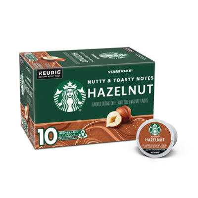 Starbucks 100% Arabica Naturally Flavored Hazelnut K Cup Coffee Pods Box 10 Count - Each