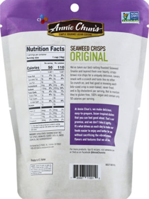 Annie Chuns Seaweed Crisps Original - 1.27 Oz - Image 6