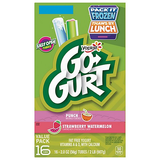 Yoplait Go-Gurt Yogurt Low Fat Strawberry/Watermelon Punch Value Pack - 16-2 Oz
