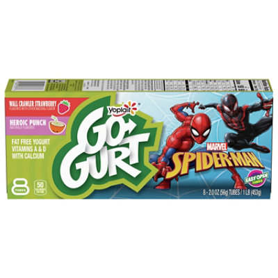 Yoplait Go-Gurt Yogurt Low Fat Marvel Avengers Strawberry/Punch - 8-2 Oz