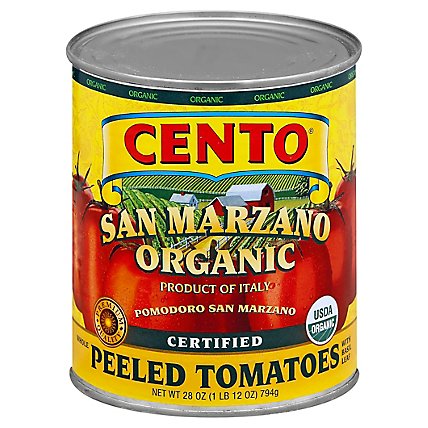 CENTO San Marzano Tomatoes Organic Whole Peeled Can - 28 Oz - Image 1