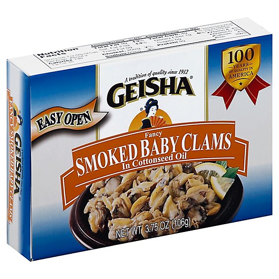 Geisha Clams Baby Fancy Smoked in Cottonseed Oil - 3.75 Oz