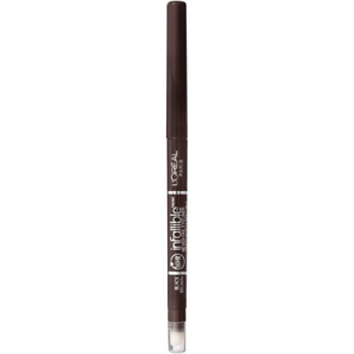 L'Oreal Paris Infallible Never Fail Black Brown Pencil Eyeliner with Built in Sharpener - Each - Image 1