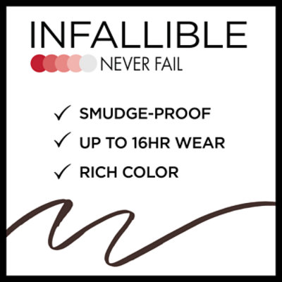 L'Oreal Paris Infallible Never Fail Black Brown Pencil Eyeliner with Built in Sharpener - 0.01 Oz - Image 5