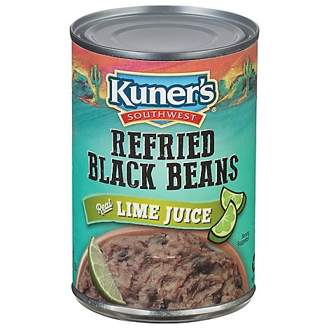 Kuners Southwestern Beans Refried Black with Lime Juice Can - 15.5 Oz