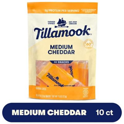 Tillamook Medium Cheddar Cheese Snack Portions 10 Count - 7.5 Oz - Image 1