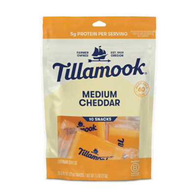 Tillamook Cheese Snack Portions Medium Cheddar - 10-0.75 Oz