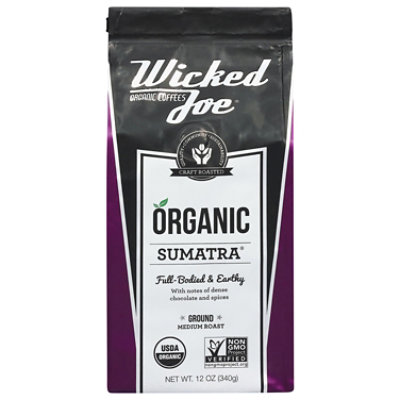 Wicked Joe Coffee Organic Fair Trade Ground Medium Roast Sumatra - 12 Oz - Image 1