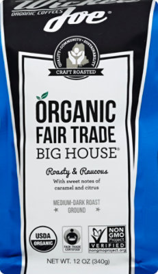 Wicked Joe Coffee Organic Fair Trade Ground Light & Dark Roast Mix Big House - 12 Oz