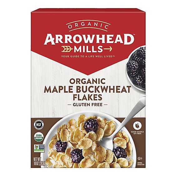 Arrowhead Mills Organic Cereal Gluten Free Flakes Maple Buckwheat - 10 Oz