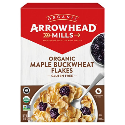 Arrowhead Mills Organic Cereal Gluten Free Flakes Maple Buckwheat - 10 Oz