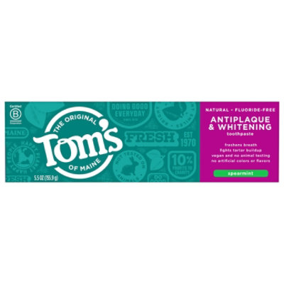 Toms Of Maine Toothpaste Antiplaque & Whitening Spearmint Fluoride-Free - 5.5 Oz - Image 5