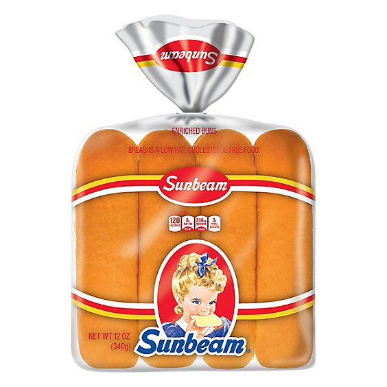 Sunbeam Hot Dog Buns Enriched White Bread Hot Dog Buns - 8 Count