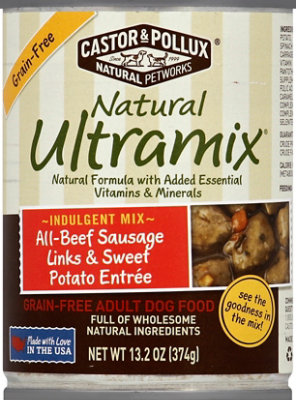 Castor Pollux Natural Ultramix Dog Food Adult Grain Free All Beef Sausage Links 13.2 Oz tomthumb