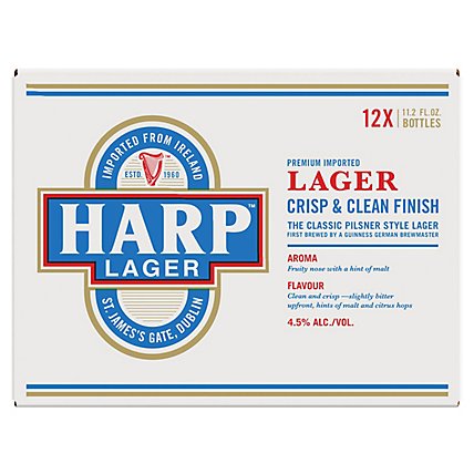 Harp 4.5% ABV Lager Beer Bottles Multipack - 12-11.2 Oz - Image 1