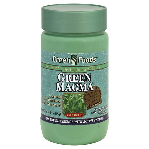 Green Foods Green Magma Barley Grass Juice Organic Powdered with 2-0-GIV Tablets - 4.4 Oz