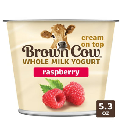 Brown Cow Cream Top Yogurt Whole Milk Raspberry - 5.3 Oz