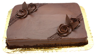 Bakery Cake 1/4 Sheet Celebration Chocolate With Fudge Iced - Each - Image 1