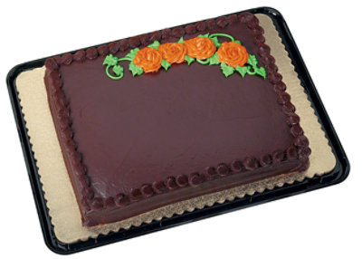 Bakery Cake 1/4 Sheet Celebration Chocolate With Fudge Iced - Each - Image 1