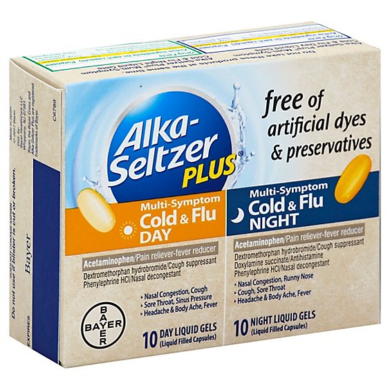 Alka-Seltzer Plus Liquid Gels Multi-Symptom Cold & Flu Day/Night - 20 Count